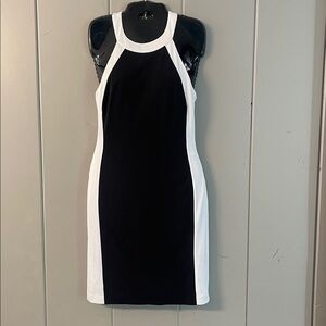 Lauren Ralph Lauren Dress Cocktail Black White Sleeveless Womens 6 Business